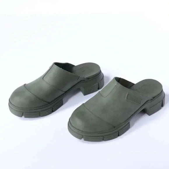NWB GANNI Recycled Rubber City Mule Utility Clogs in Kalamata Green Size 44 - Picture 4 of 8